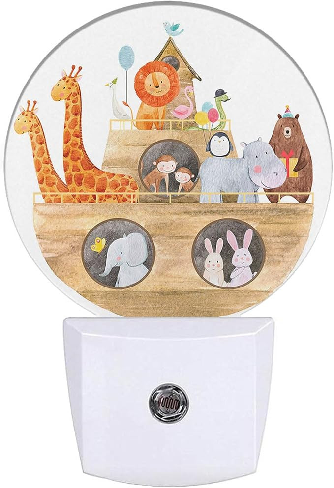 Cute Noah's Ark Night Light Ship with Animals Giraffe Rabbit Elephant Bear Birds Nightlight LED R... | Amazon (US)