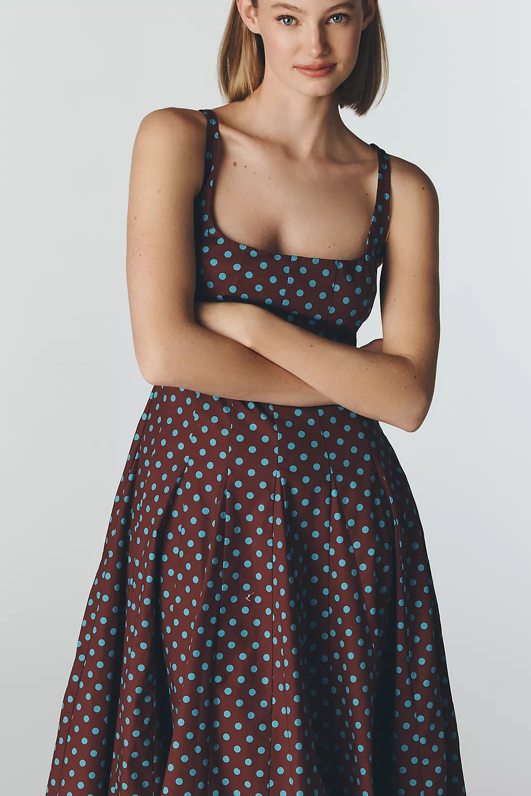 Maeve Sleeveless Square-Neck Corset Midi Dress | Anthropologie (US)