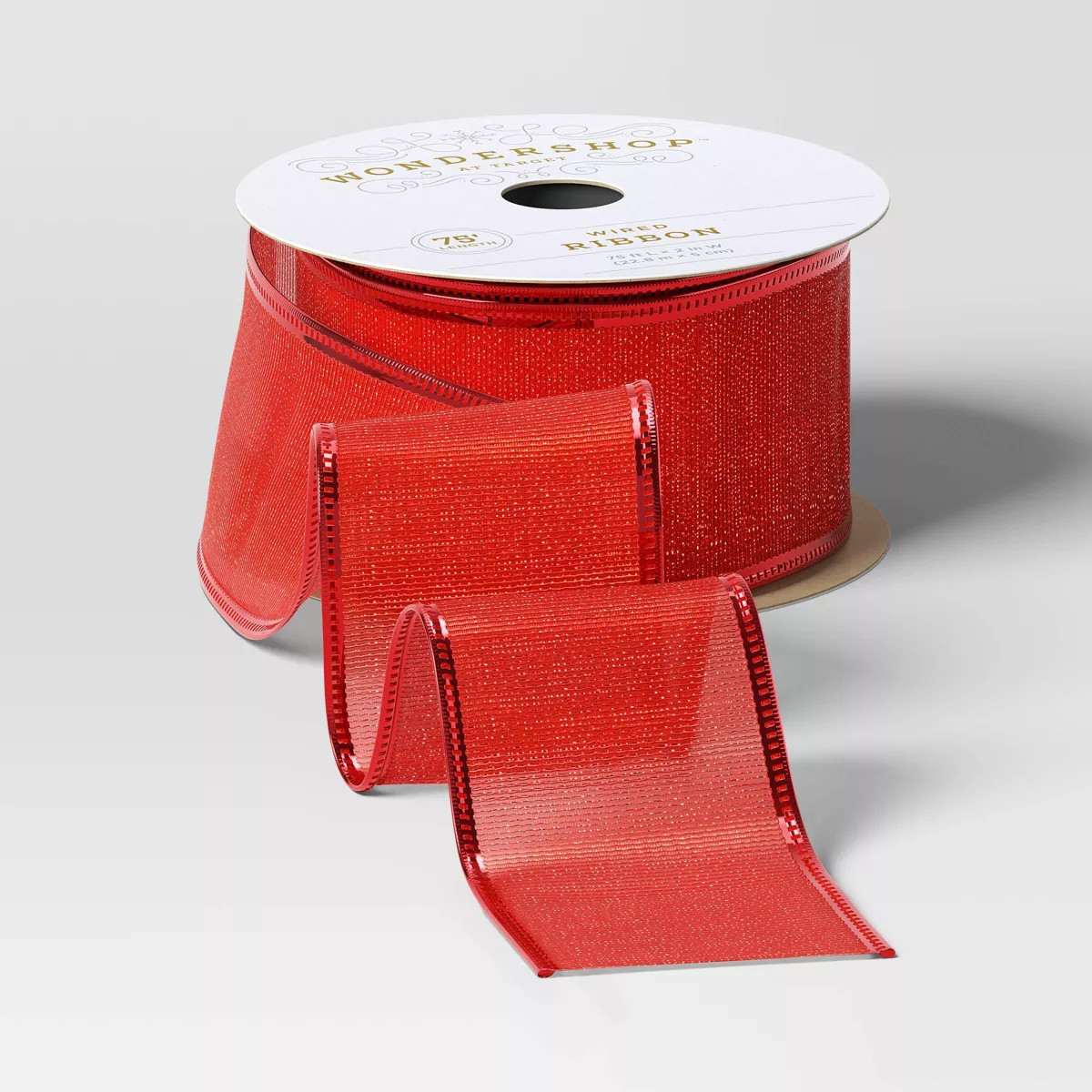 75' Christmas Fabric Ribbon Red Sheer - Wondershop™ | Target