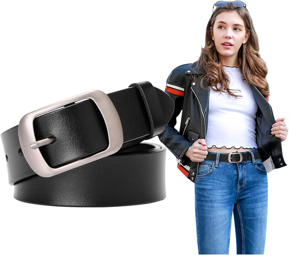 SUOSDEY Fashion Womens Leather Belt, Soft Leather Waist Belt with Pin Buckle for Jeans Pants,widt... | Amazon (US)