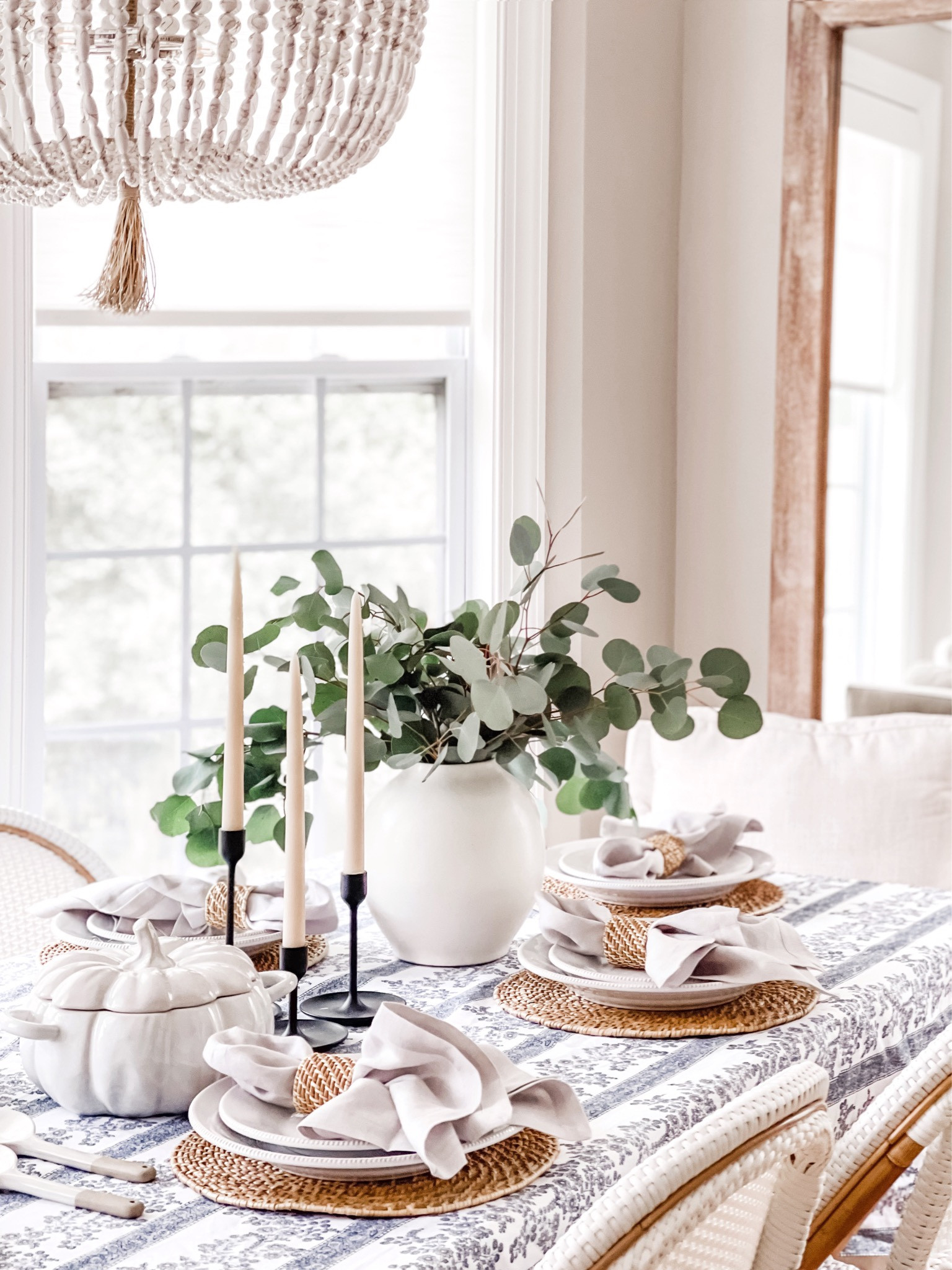 Fall dining room with eucalyptus and pumpkins.



#LTKunder50 #LTKSeasonal #LTKhome