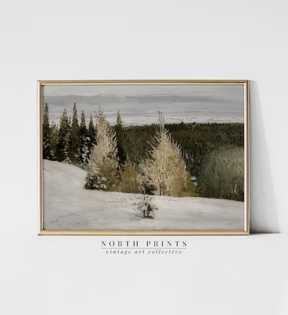 PRINTABLE Winter Forest Landscape Painting  Moody Country - Etsy | Etsy (US)