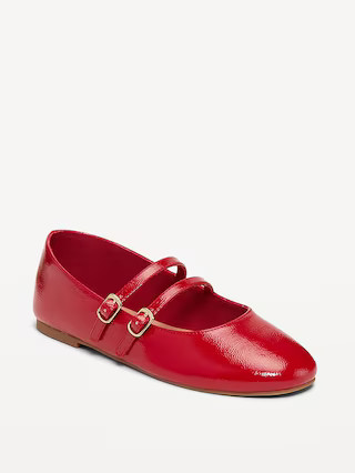Strappy Shiny Faux-Leather Ballet Flats for Girls | Old Navy (US)