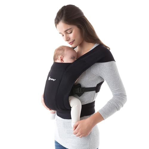 Ergobaby Embrace Baby Carrier Newborn to Toddler - Lightweight Ergonomic Baby Carriers - Cozy Essentials (7-25 Pounds), Ponte Knit, Pure Black | Amazon (US)