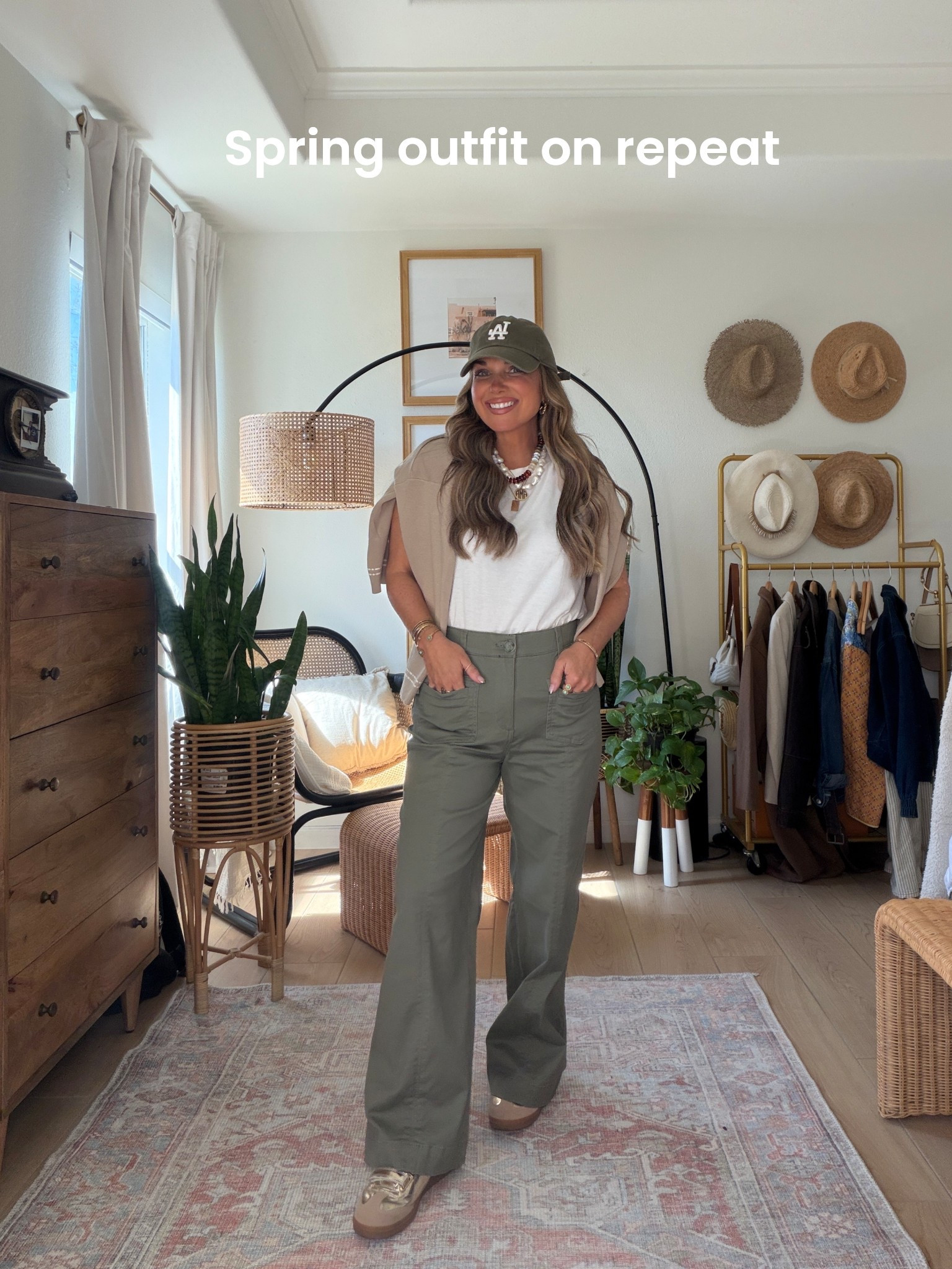 Spring outfit with classic pieces!! These olive pants are a 10/10 & have a stretchy waist jeans (no show)!! Fit TTS!! I’m wearing the 6 petite/short. 

#ltkmomlife #ltkootd #ltkgrwm #witandwisdom #petitedenim

#LTKPetite #LTKOver40
