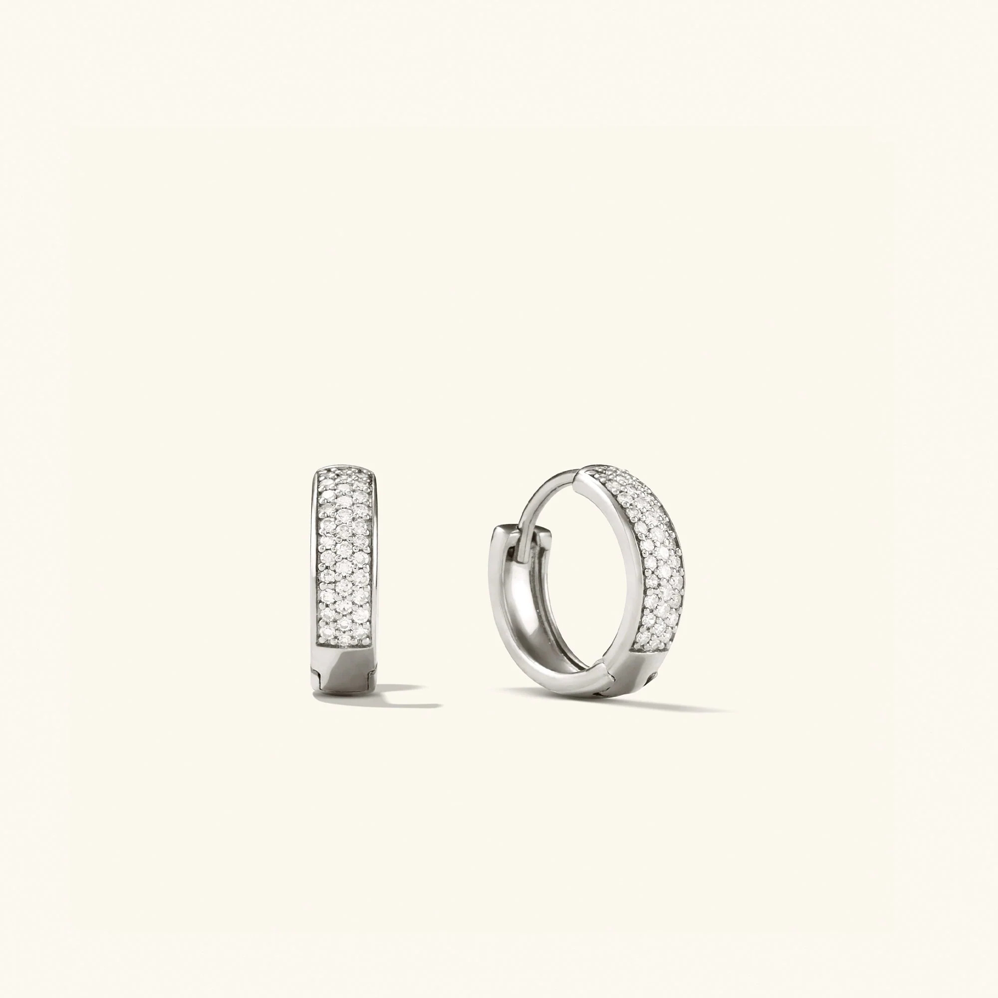 Bold Pavé Diamond Huggie Hoops | Mejuri Fine Crew