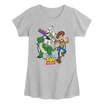 Girls' Toy Story Toy Group Fitted Short Sleeve Graphic T-Shirt - Heather Grey - Medium | Target