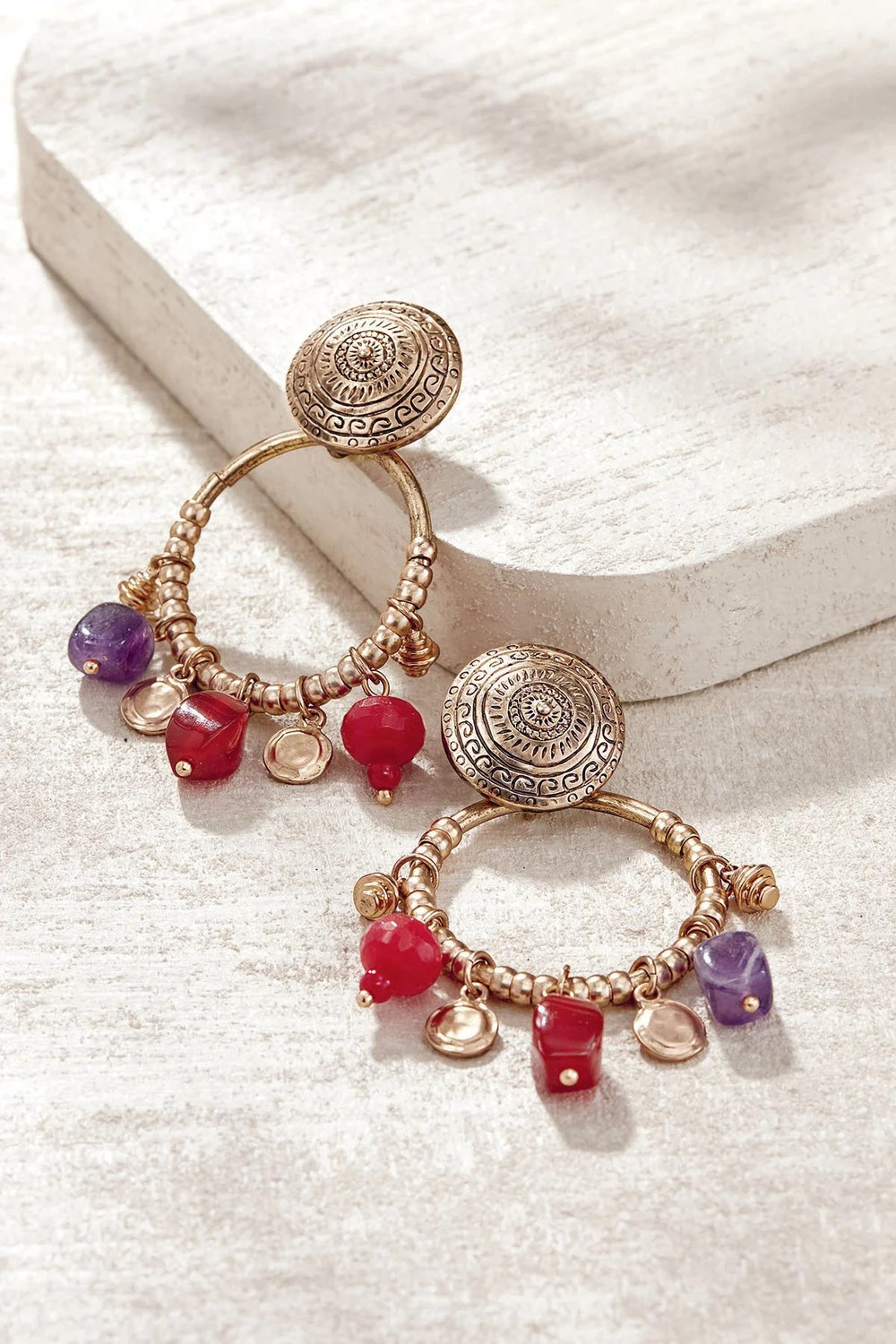 Claudia Multi Stone Hoop Earrings | Soft Surroundings
