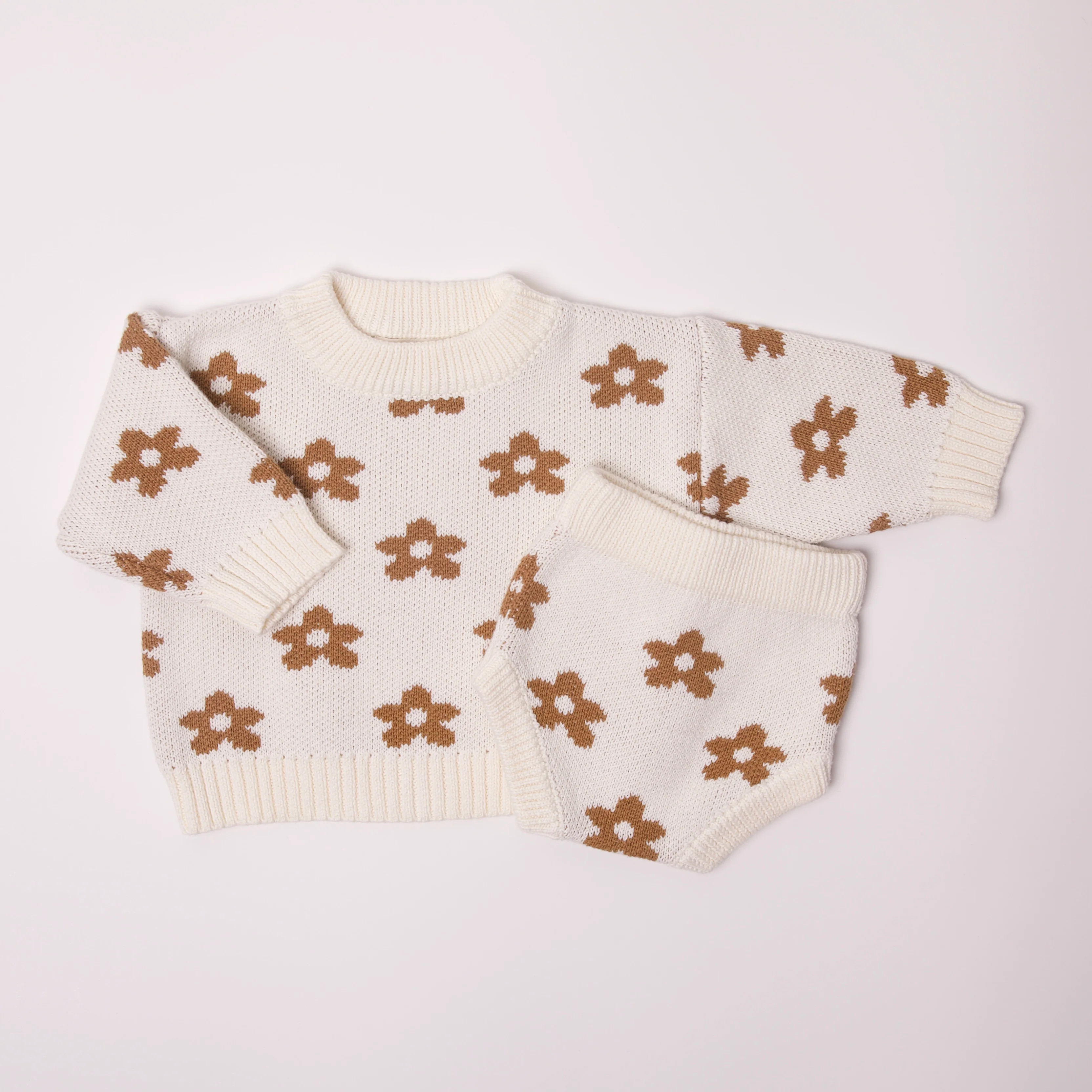 Baby and Toddler - Floral Knit Set for Winter | Winnie and Crew