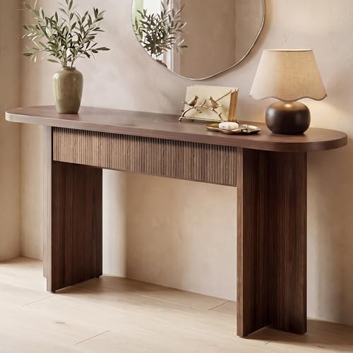 OMCHOM 63 Inch Fluted Console Table with Drawers, Entryway Table with Storage, Modern Rounded Hal... | Amazon (CA)
