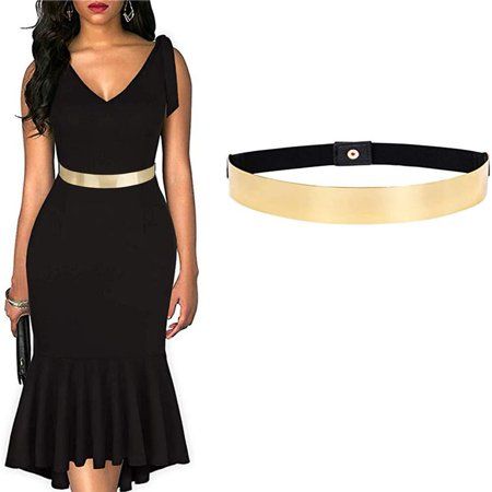 ALAIX Fashion Womens Gold Mirror Stretch Waist Dress Belt (Waist Size 26~30 inches) | Walmart (US)