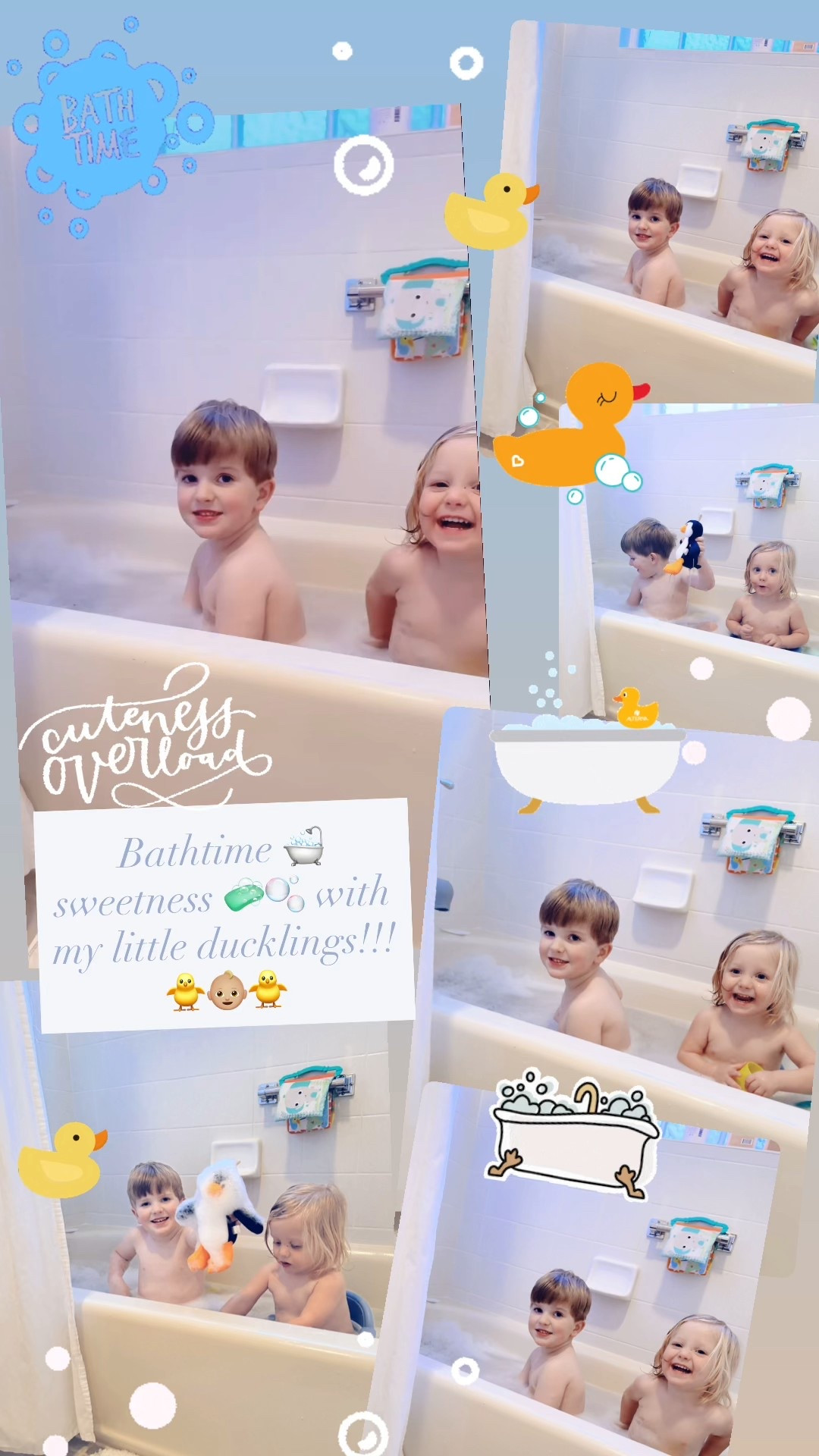 Bathtime 🛁 sweetness 🧼🫧 with my little ducklings!!! 🐥👶🏼🐥