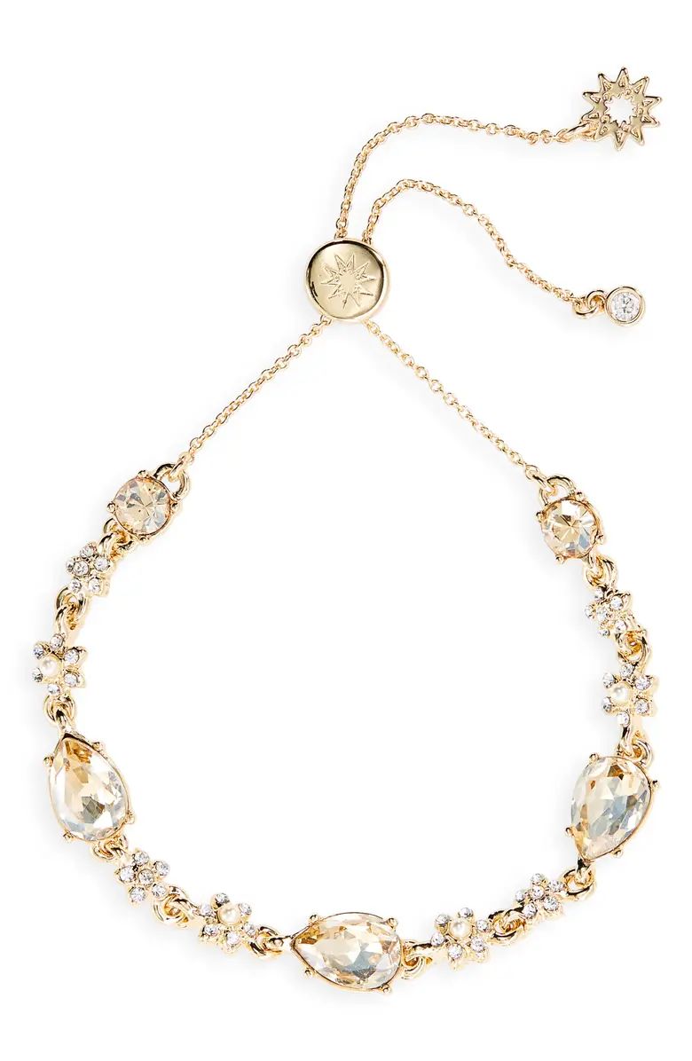 Pear Crystal & Imitation Pearl Slider Bracelet | Nordstrom