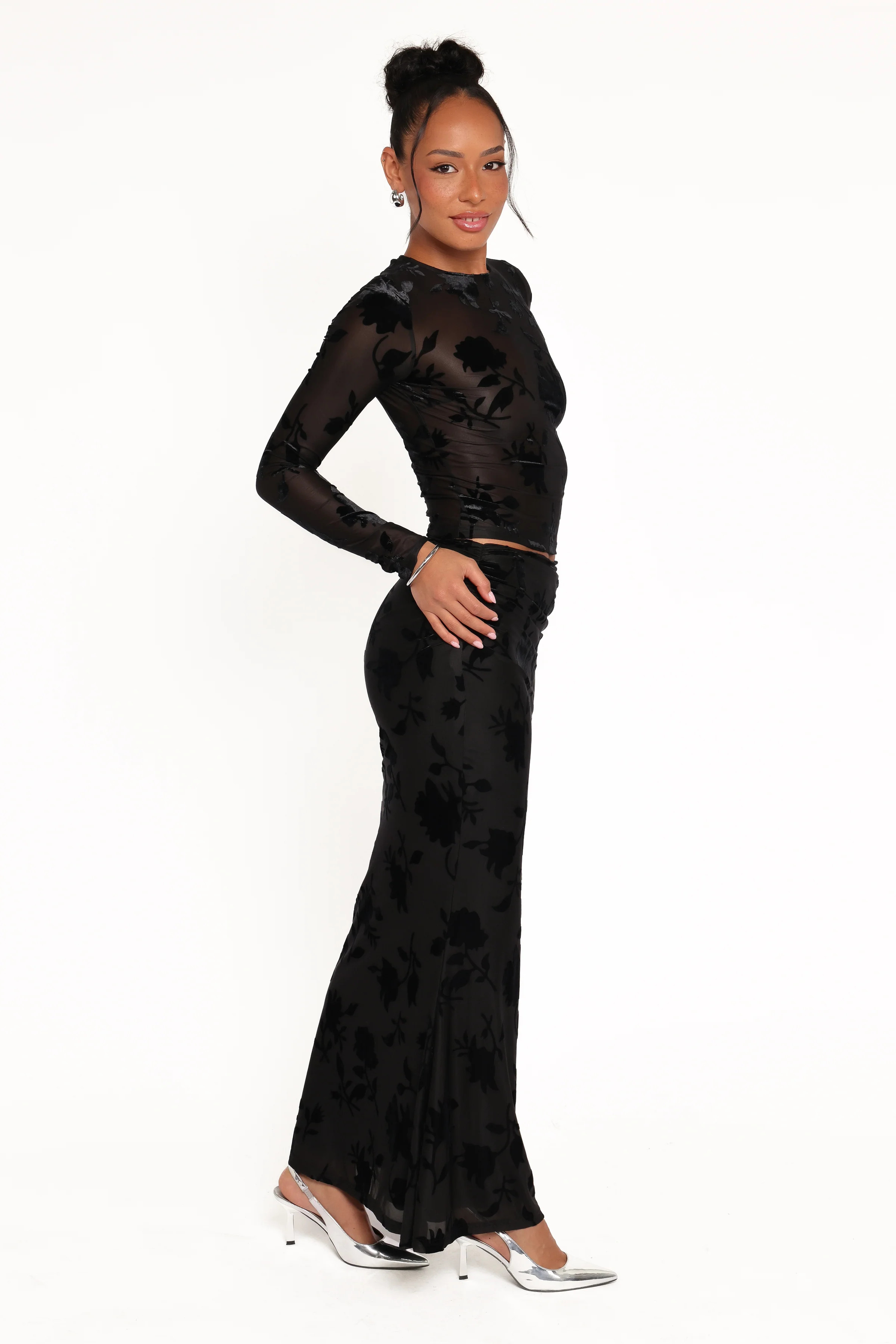 Emily Burnout Velvet Skirt - Black | Petal & Pup (US)