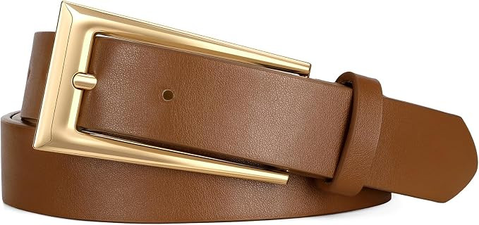 Women Leather Belt with Gold Buckle | Amazon (US)
