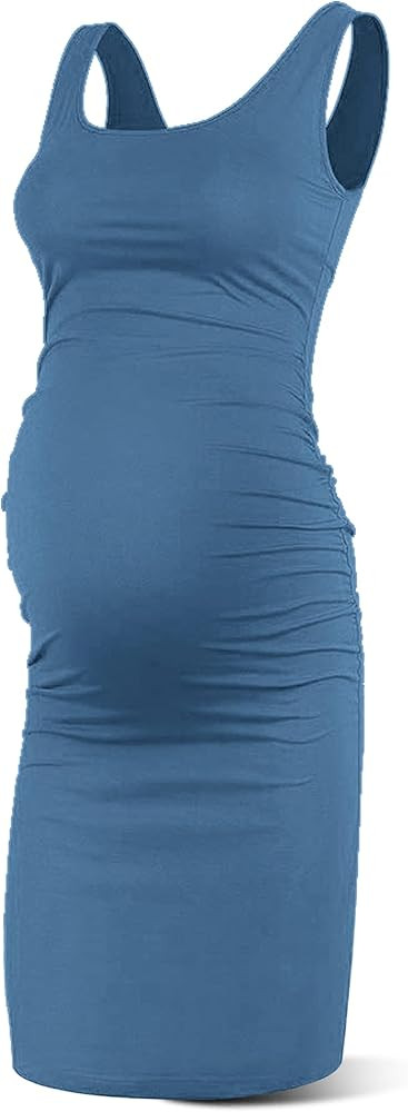 Rnxrbb S-2XL Women Summer Sleeveless Maternity Dress Pregnancy Tank Scoop Neck Mama Clothes Casua... | Amazon (US)