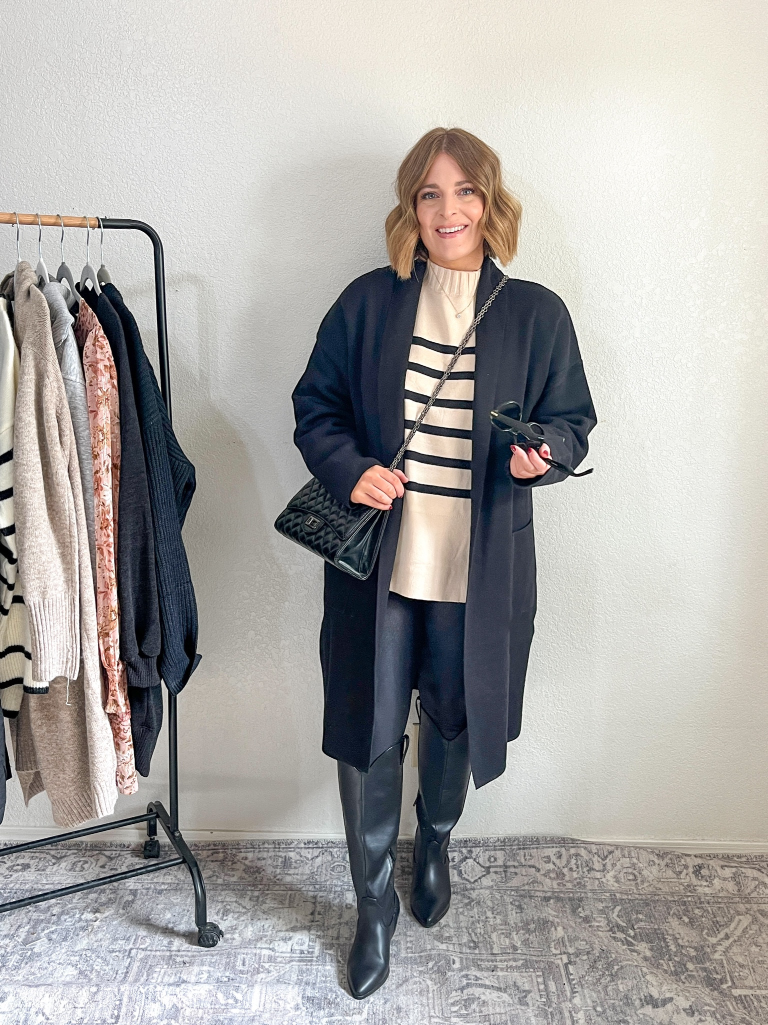 Winter Layers Outfit Idea// tunic sweater + coatigan + faux leather leggings

Sweater M
Coatigan L
Leggings L
Boots size up 1/2 size 

#LTKmidsize #LTKstyletip #LTKfindsunder50