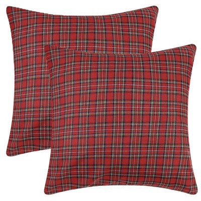 Unique Bargains Festive Plaid Scottish Tartan Pillow Covers 2 Pcs Fine Grid Red 20" x 20" | Target