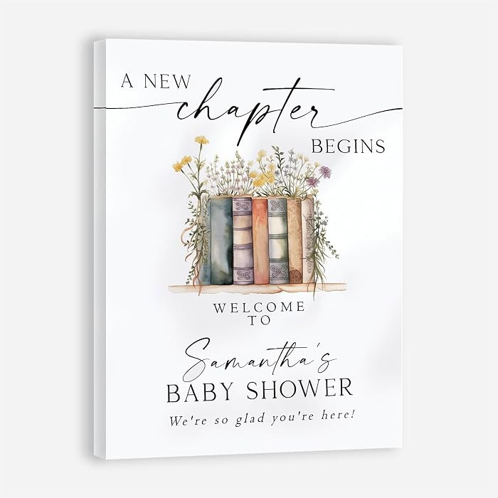 New Chapter Baby Shower Welcome Canvas, Storybook Theme Book Inspired Party Decor | Amazon (US)