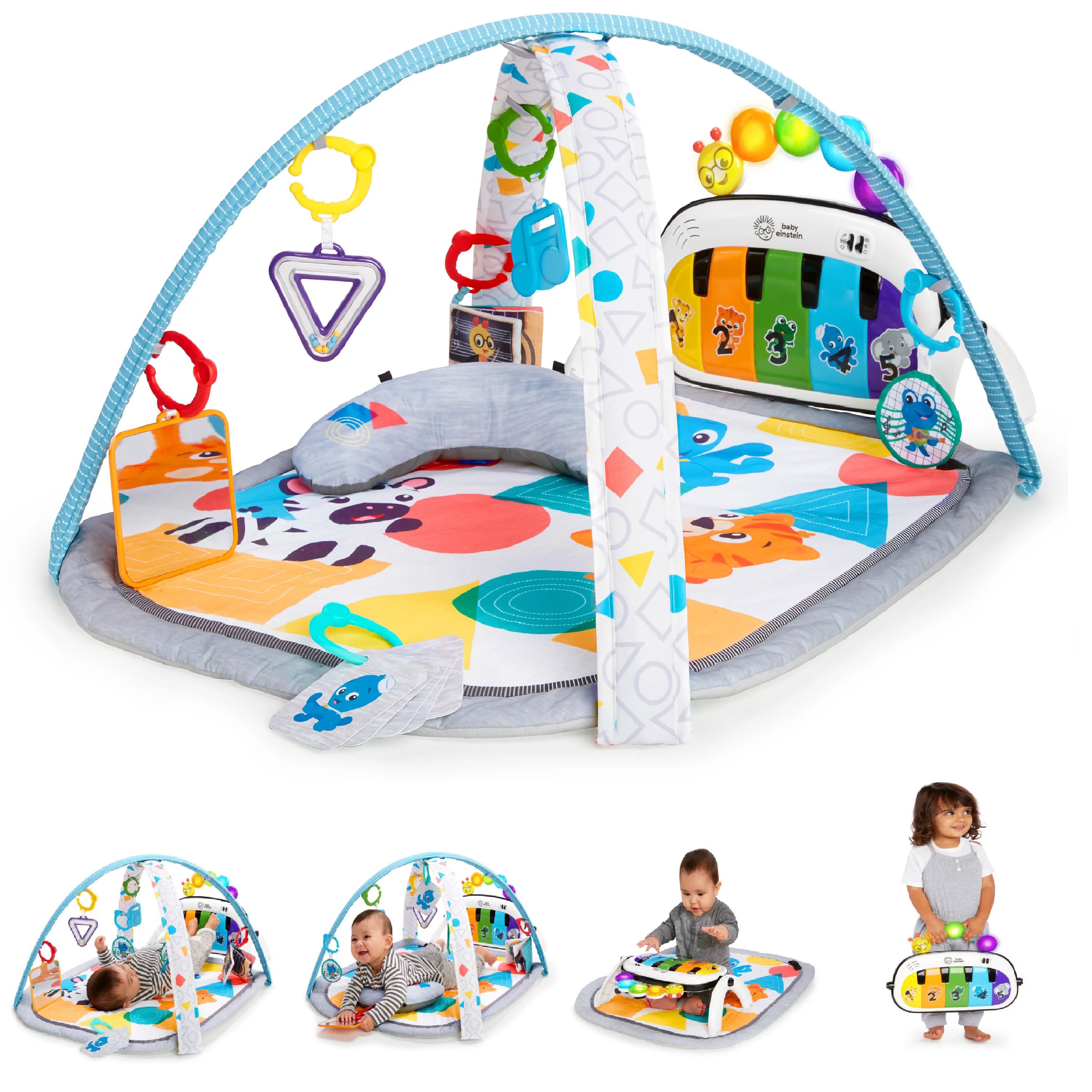 Baby Einstein 4-in-1 Kickin' Tunes Music and Language Play Gym and Piano Tummy Time Activity Mat | Walmart (US)