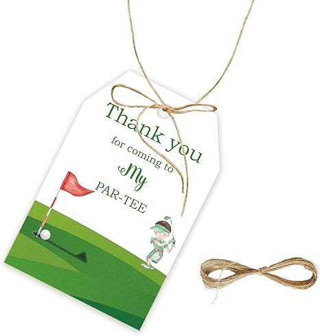 50pcs Golf Thank You Tags, Golf Parttern Gift Tag with String for Golf Player Birthday Party, Tha... | Amazon (US)