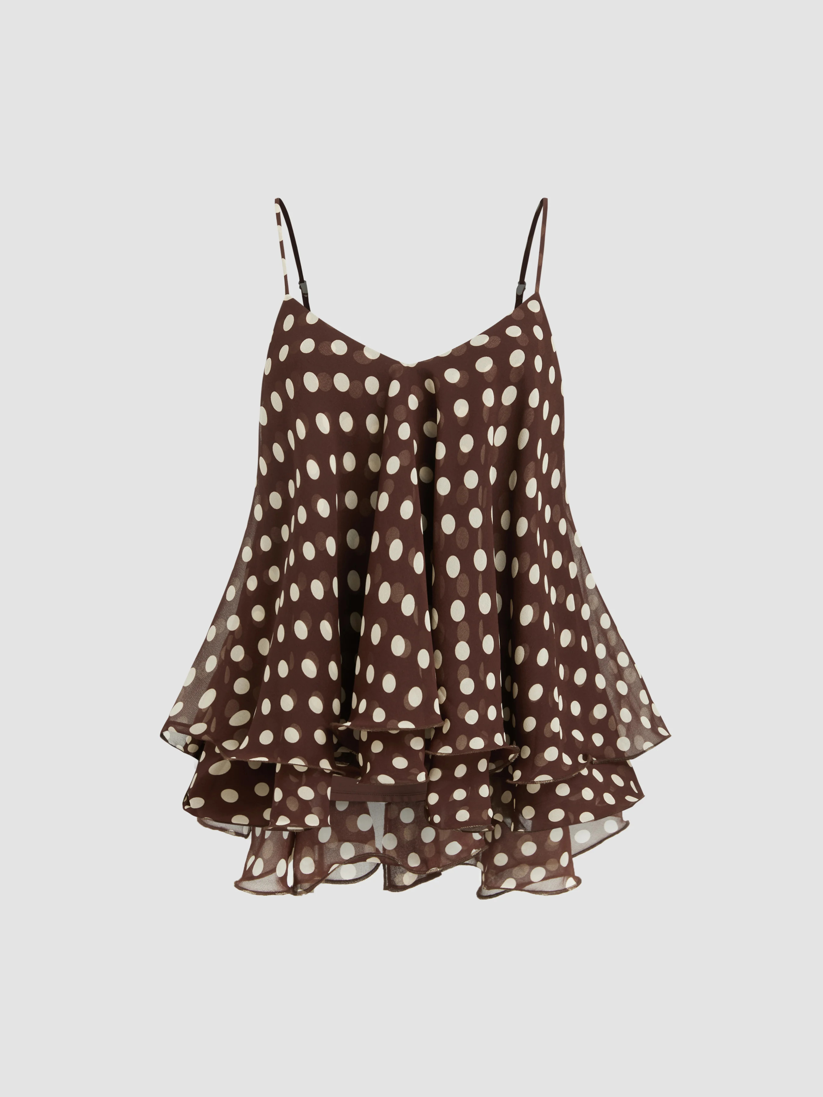 Ruffle Hem Knotted Layered Mesh Cami Top | Cider