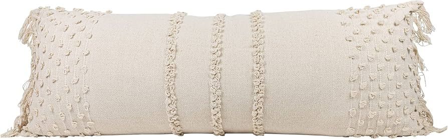 Foreside Home & Garden Cream with Pulled Knots 14X36 Hand Woven Filled Pillow | Amazon (US)