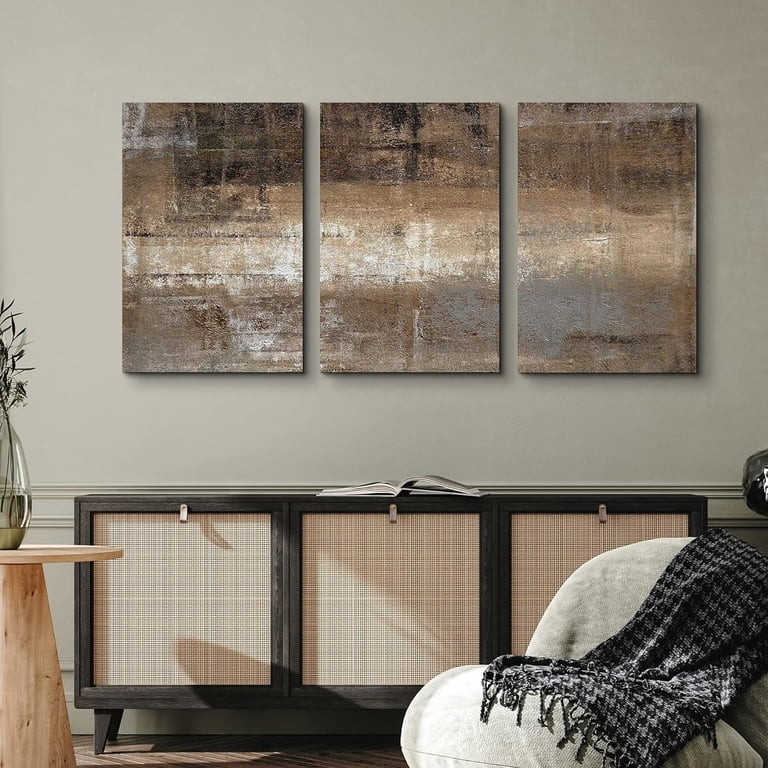 wall26 Canvas Print Wall Art Set Bown &amp; White Faded Grunge Color Field Abstract Shapes Illust... | Walmart (US)