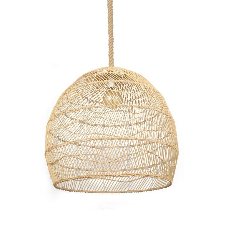 FAFIAR 40x35cm Rattan Pendant Light Shade Dome Natural Ceiling Living Room 1 Lamp | Walmart (US)