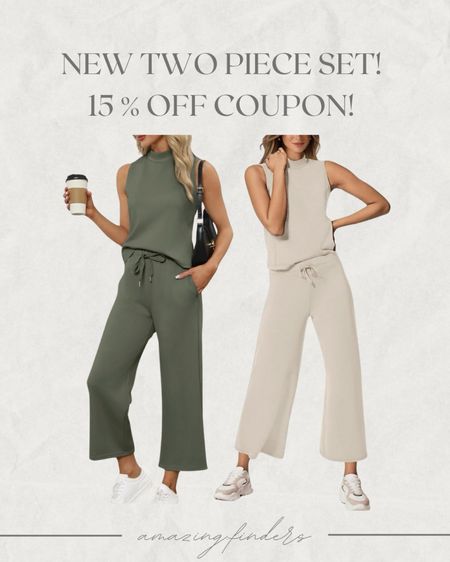 SAMPEEL Two Piece Sets for Women Summer Outfits Lounge Sets Mock Neck Tops Wide Leg Crop Pants Vacation Travel Outfits

#LTKsalealert #LTKstyletip #LTKfindsunder50