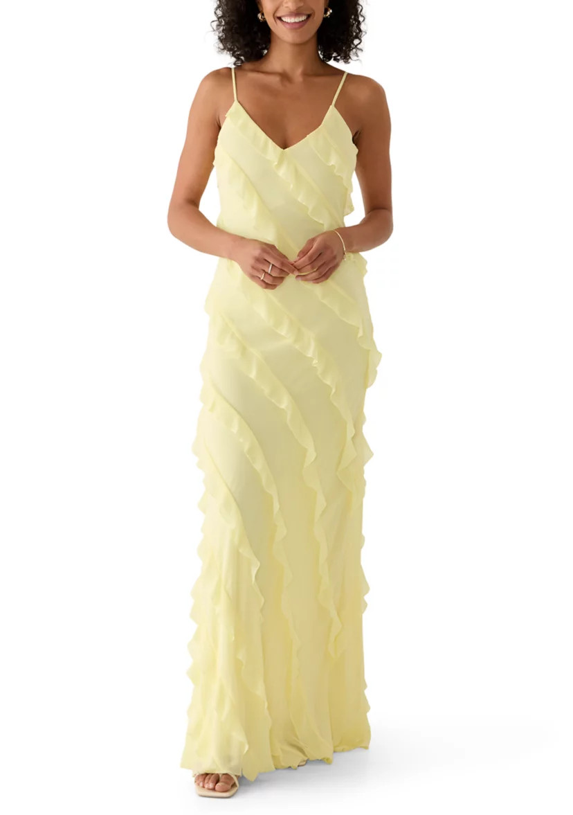 Women's Sleeveless Cascading Asymmetrical Ruffle Dress | Belk