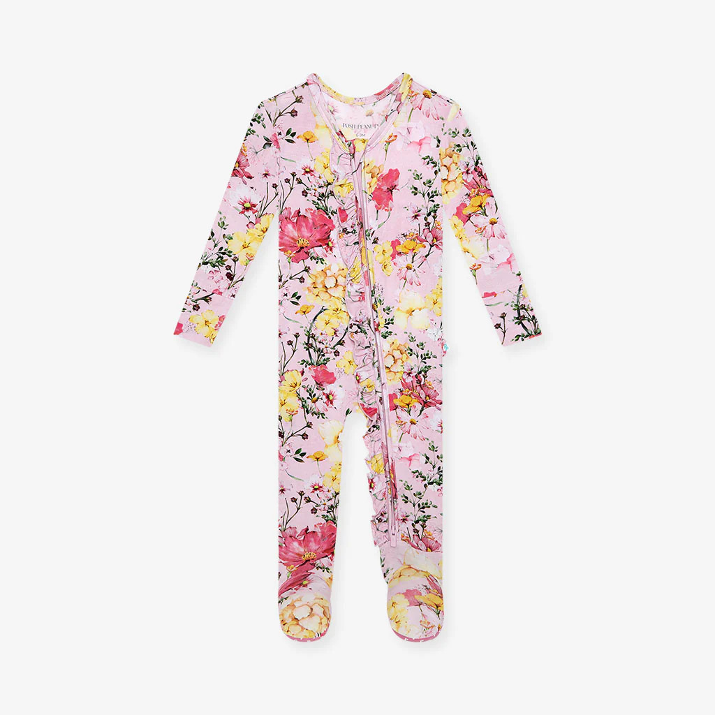 Gaia Footie Ruffled Zippered One Piece | Posh Peanut