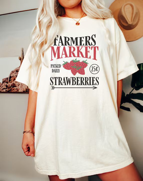 Farmers Market Graphic Tee Strawberry Shirt Support Local | Etsy | Etsy (US)