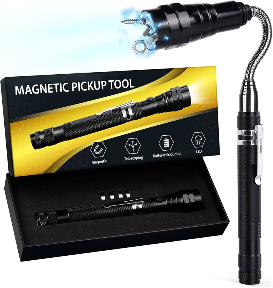 LED Magnetic Pickup Tool Gifts for Men, Flexible Magnet Up to 22" for Hard to Reach Items, Stocki... | Amazon (US)