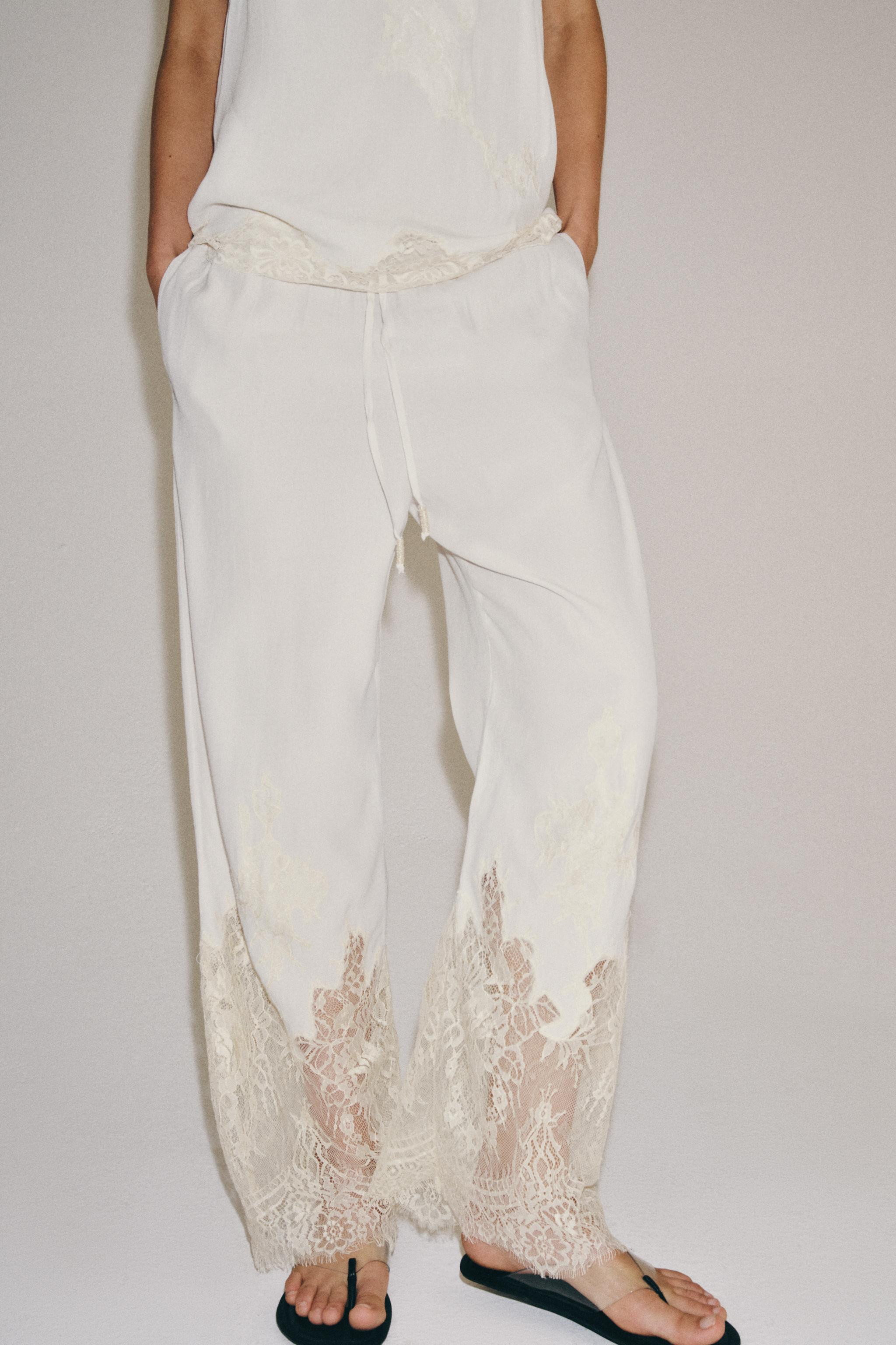 ZW COLLECTION LACE PYJAMA-STYLE TROUSERS | Zara UK