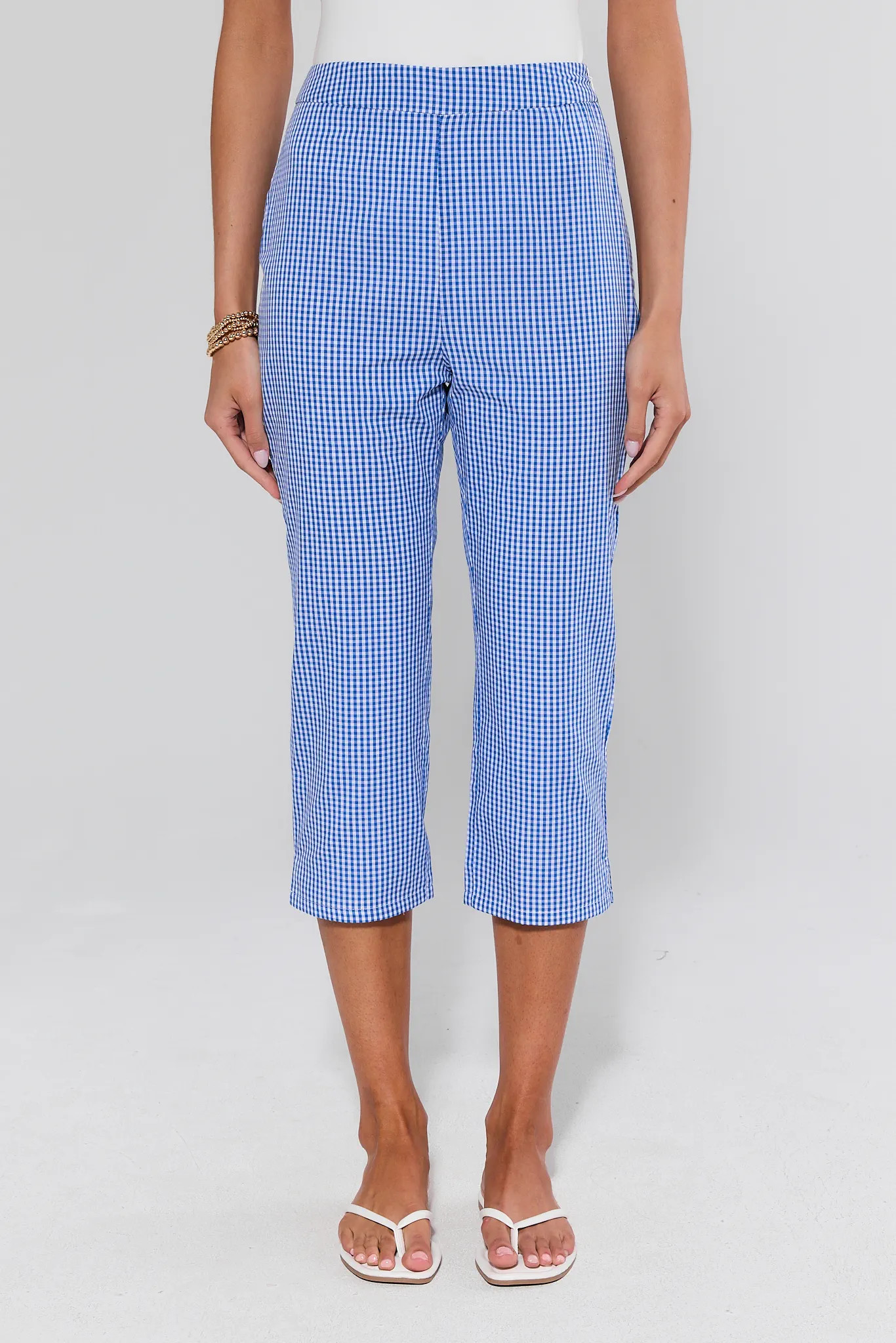Sloane Blue Gingham Capri Pants | Avara
