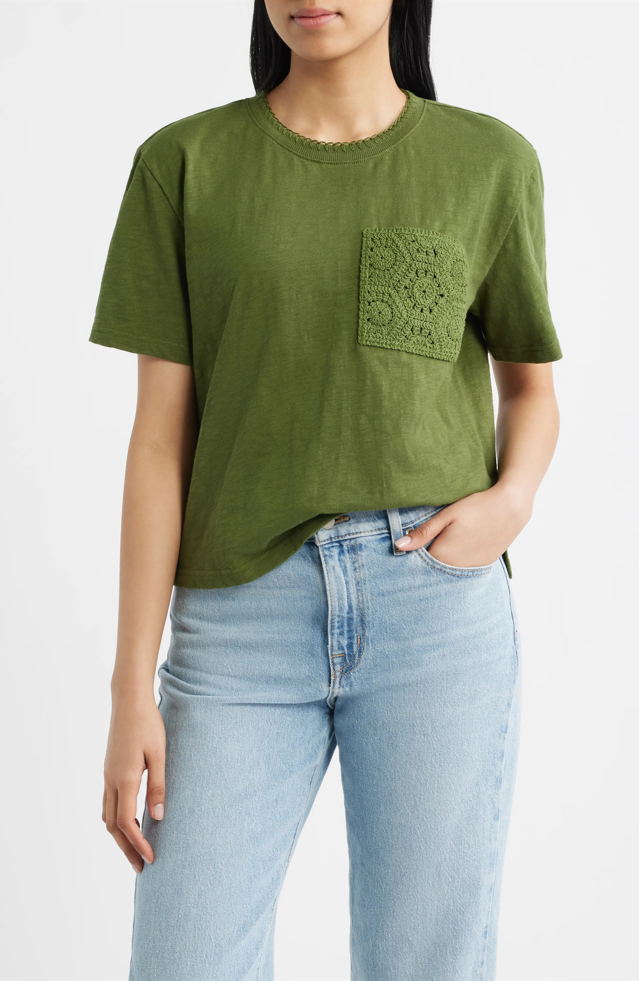 Crochet Pocket T-Shirt (Women) | Nordstrom | Nordstrom