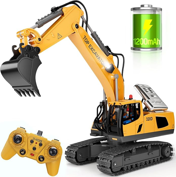 WELIN Remote Control Excavator Construction Toys for Boys, 2×1200mAh RC Construction Truck with ... | Amazon (CA)