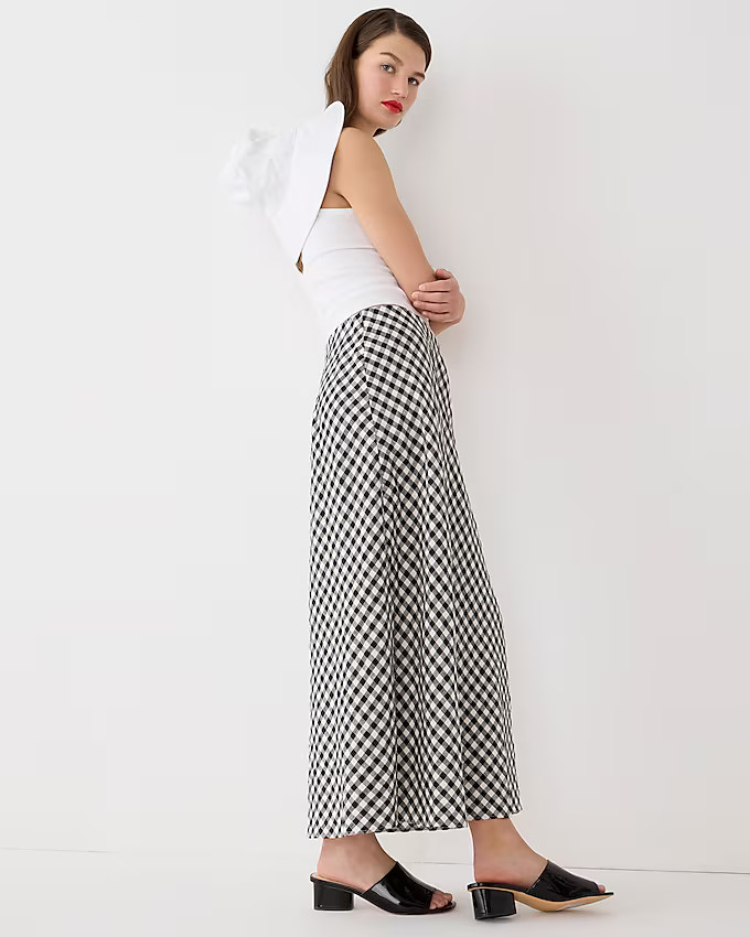Gwyneth slip skirt in Gramercy gingham linen | J. Crew US