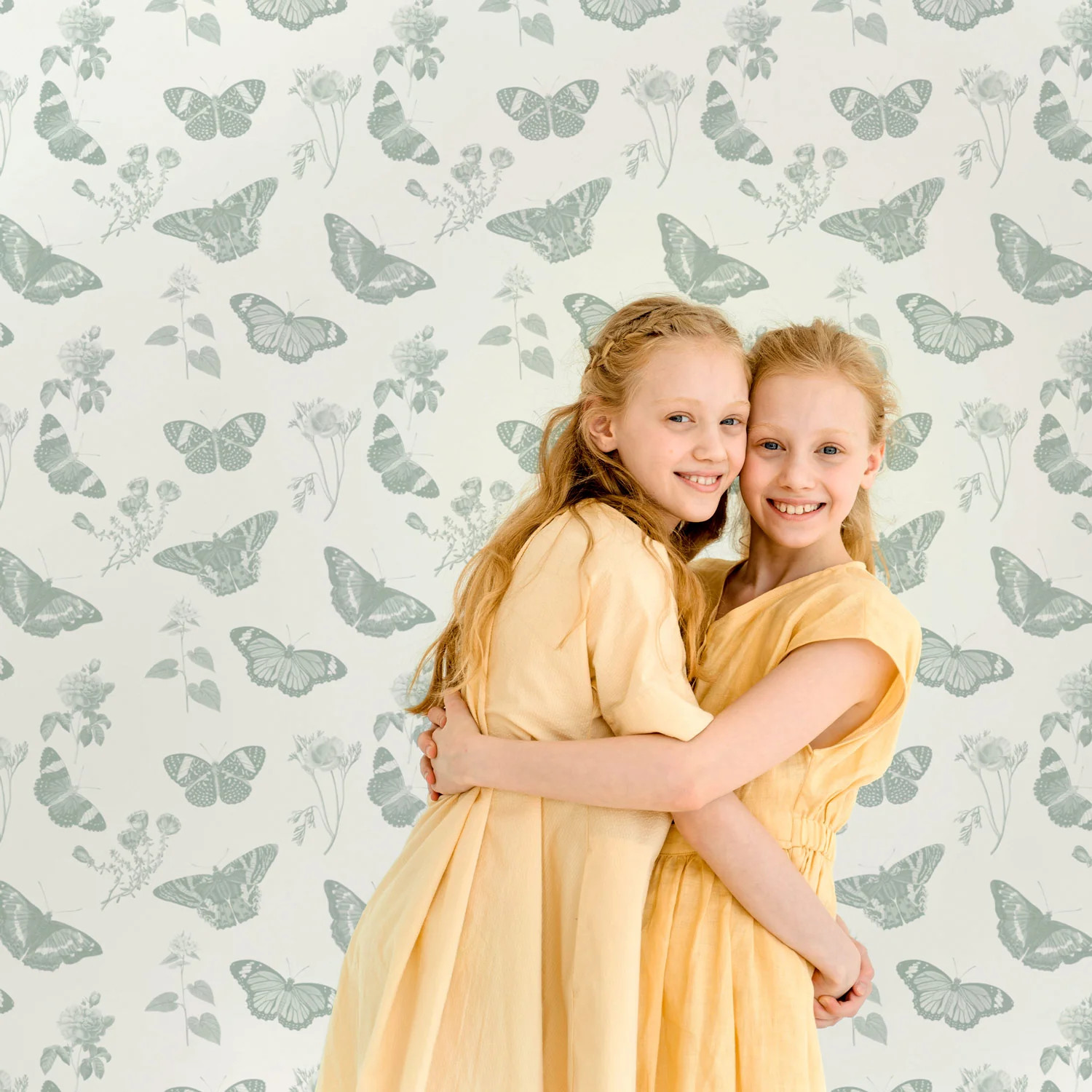 Butterfly meadow in sage design wallpaper | Livettes Wallpaper