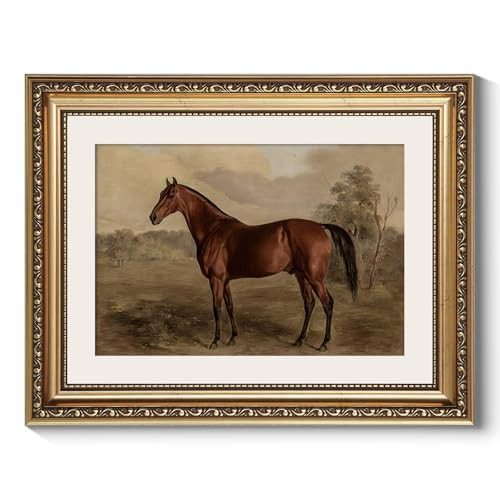 ARPEOTCY Vintage Gold Framed Horse Wall Art, Bedroom Bathroom Living Room Classic Horse Picture Wall Decor, Canvas Prints, Antique Picture Frame Rustic Paintings Home Farmhouse Decor, 11x14 Inch | Amazon (US)