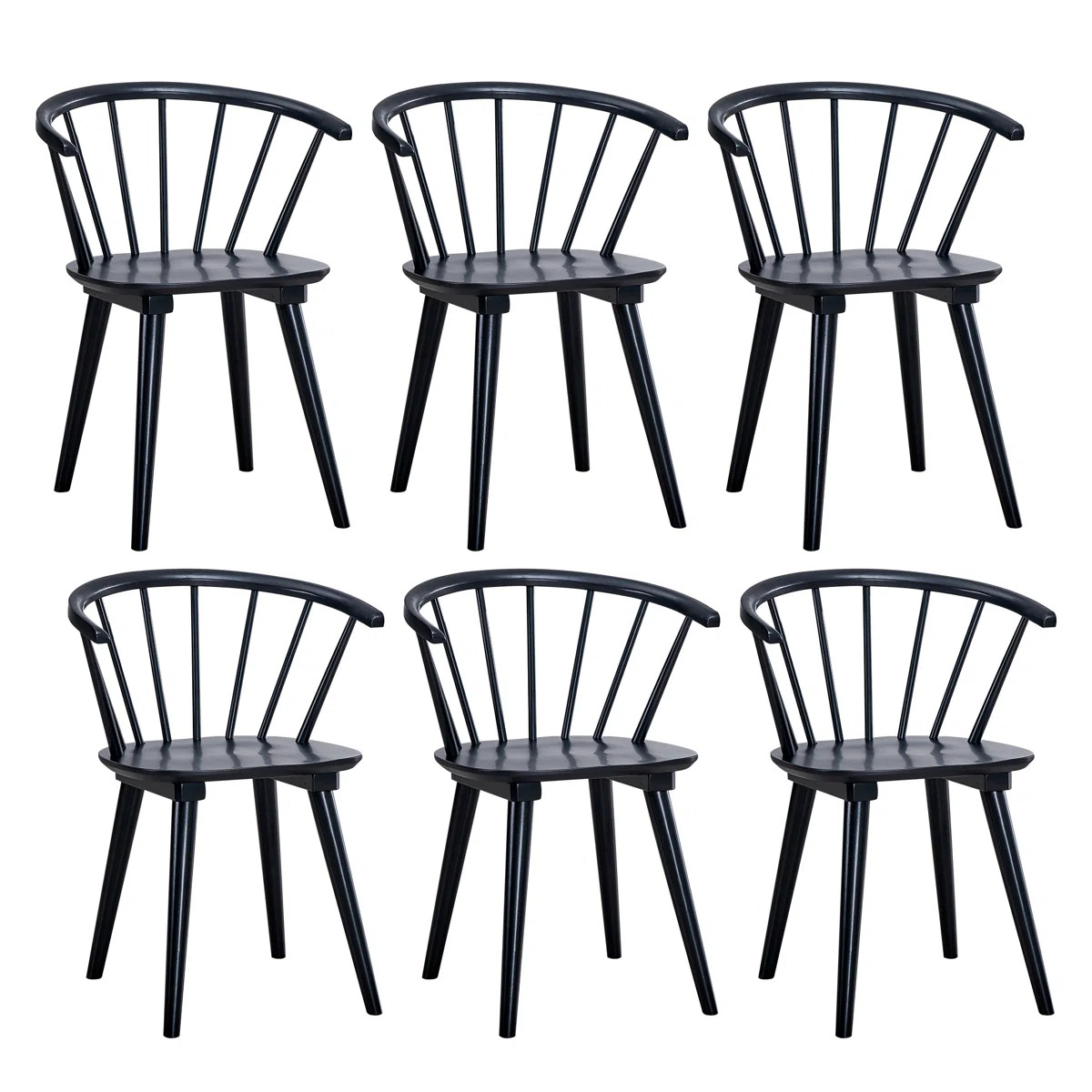 21.7" Contemporary Black Windsor Style Spindle Back Dining Chair (Set of 6) | Wayfair North America