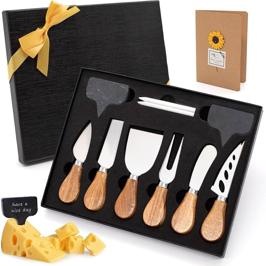 Cheese Knives Set,Stainless Steel Cheese Knife Collection Cheese Slicer Cheese Cutter Cheese Fork... | Amazon (US)