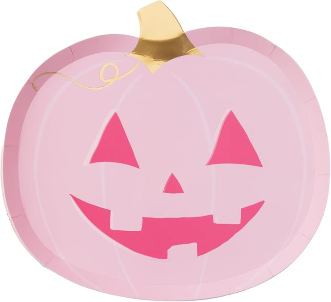 Bonjour Fête Pink Jack-O-Lantern Small Plates, Pack of 8, 8.75" | Party Supplies, Disposable Des... | Amazon (US)