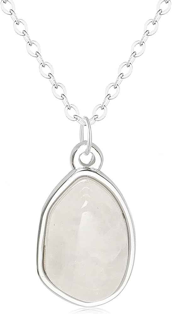 Stone Pendant Necklaces Gemstone Dangle Necklace 18K Gold Plated Teardrop Pendant Necklace for Wo... | Amazon (US)