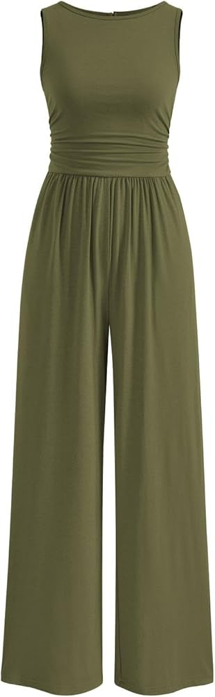 PRETTYGARDEN One Piece Jumpsuits for Women Dressy Casual Sleeveless Crewneck Wide Leg Rompers Jum... | Amazon (US)