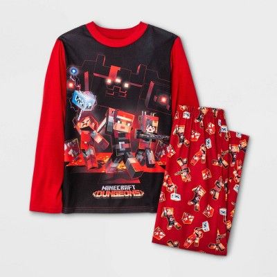 Boys' Minecraft 2pc Pajama Set - Red | Target