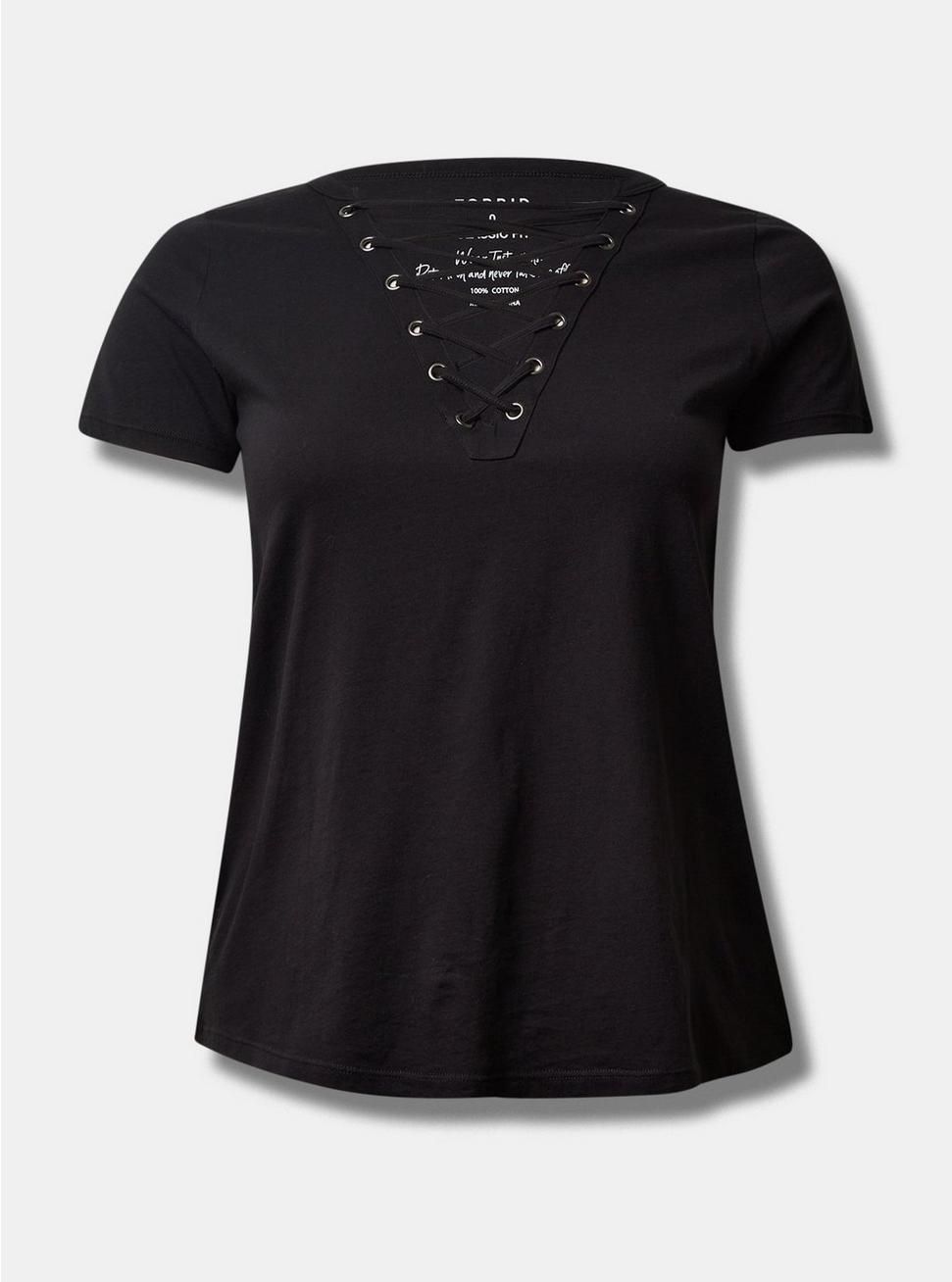 Vintage Cotton Jersey Crew Neck Lace Up Tee | Torrid (US & Canada)