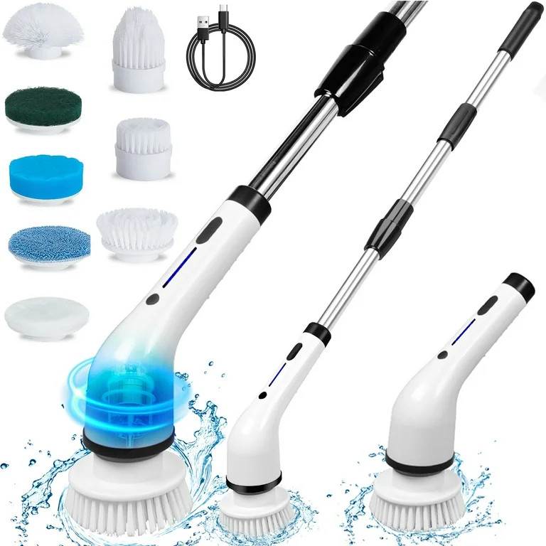 WLRETMCI Electric Spin Scrubber, Cordless Cleaning Brush with 8 Replaceable Brush Heads Adjustabl... | Walmart (US)