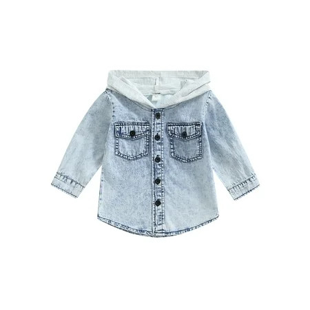 WakeUple Autumn Baby Denim Jackets Coats Patchwork Hooded Kids Boys Coat Toddler Clothes Children Ou | Walmart (US)